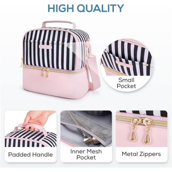 Women Double Deck Lunch Box Insulated Lunch Cooler for Women Men Work - Picture 5 of 7